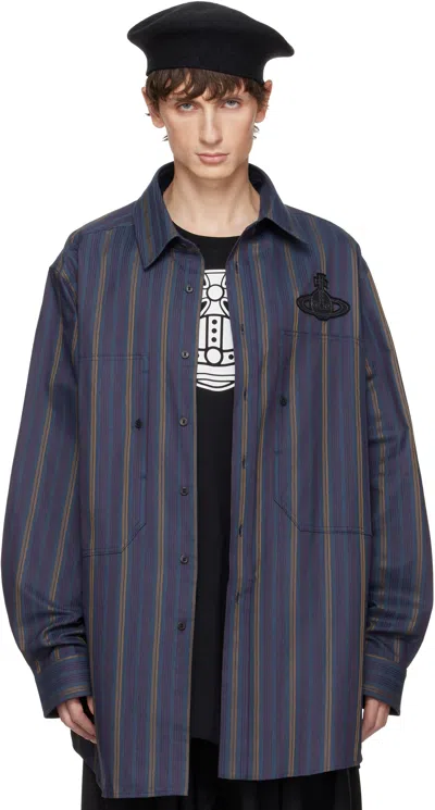 VIVIENNE WESTWOOD NAVY STRIPED OVERSHIRT