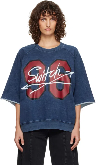 Vivienne Westwood Navy Washed '96 Switch' S/s Raglan Sweatshirt In Blue