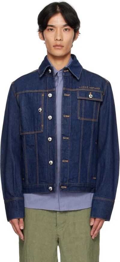 Vivienne Westwood Navy Worker Denim Jacket In Black