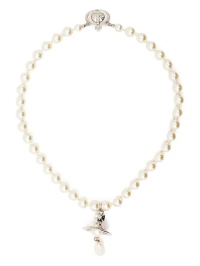 Vivienne Westwood Necklace Pearl Drop Choker In Metallic