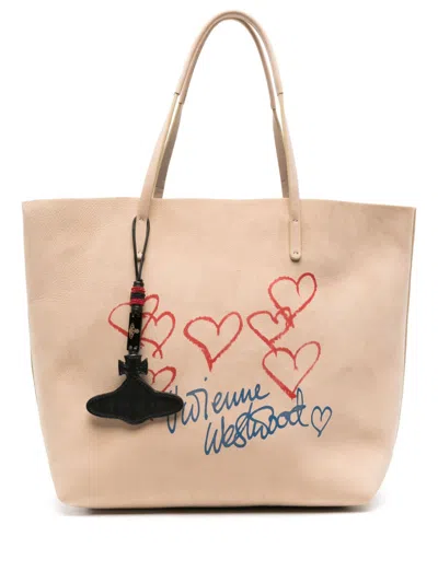 Vivienne Westwood Neutral Studio Logo-print Tote Bag In Neutrals