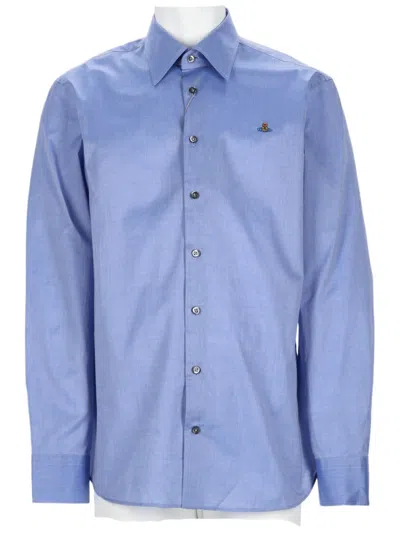 Vivienne Westwood Neutrals Ghost Pointed Collar Cotton Shirt In Blue