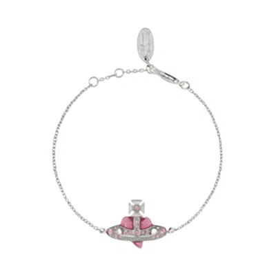 Pre-owned Vivienne Westwood New Diamante Heart Bracelet 'crystal/light Rose' | White | Women's Size Onesize
