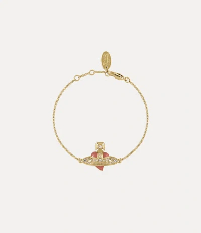 Vivienne Westwood New Diamante Heart Bracelet Gold-light-gold-quartz-crystal-transparent-rose Gold-light-gold-quartz-c In Blue