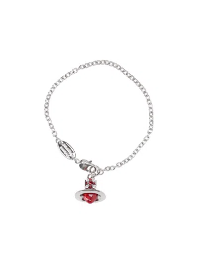 Vivienne Westwood 'new Diamante Heart' Bracelet In Silver