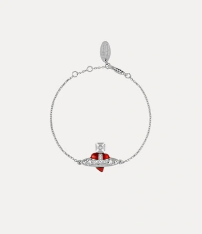 Vivienne Westwood New Diamante Heart Bracelet Silvercrystal-indian-pinkenamel Brass Women In Metallic