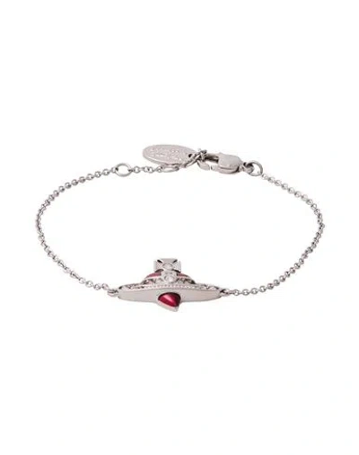 Vivienne Westwood New Diamante Heart Bracelet Woman Bracelet Red Size - Brass