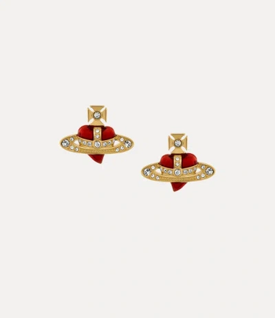 Vivienne Westwood New Diamante Heart Earrings In Gold