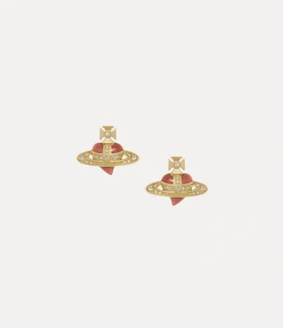 Vivienne Westwood New Diamante Heart Earrings -gold-light-gold-quartz-crystal-transparent-rose -gold-light-gold-quartz In Black