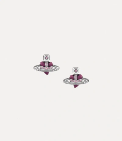 Vivienne Westwood New Diamante Heart Earrings Platinum-light-amethyst-white Platinum-light-amethyst-white Women