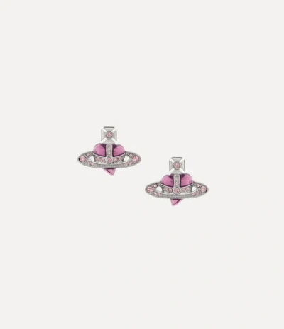 Vivienne Westwood New Diamante Heart Earrings Platinum-vintage-rose-crystal-light-rose-enamel Platinum-vintage-rose-cr