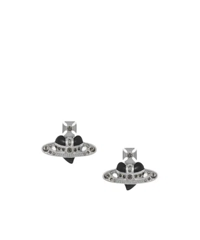 Vivienne Westwood New Diamante Heart Earrings In White