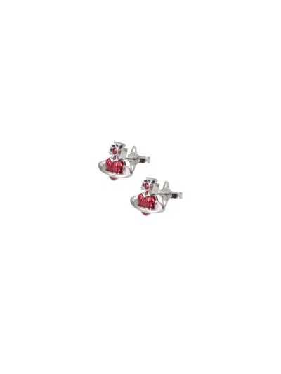 Vivienne Westwood 'new Diamante Heart' Earrings In Red