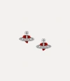 Vivienne Westwood New Diamante Heart Stud Earrings In Silver