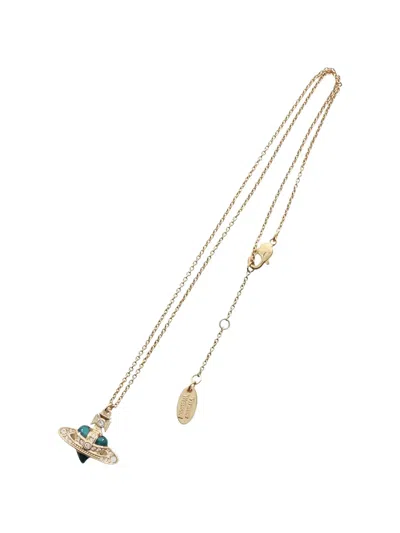 Pre-owned Vivienne Westwood New Diamante Heart Necklace In Gold