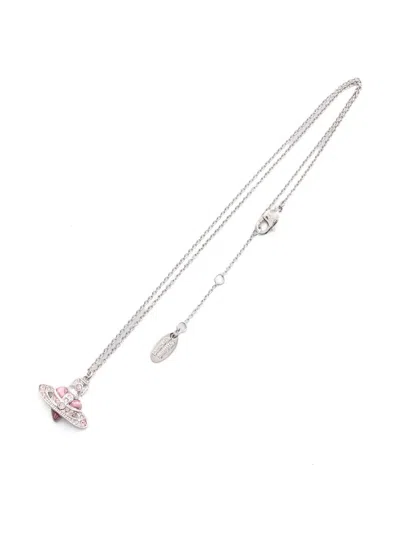Pre-owned Vivienne Westwood New Diamante Heart Necklace In Silver