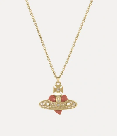 Vivienne Westwood New Diamante Heart Pendant Necklace Gold-light-gold-quartz Gold-light-gold-quartz Women In Animal Print