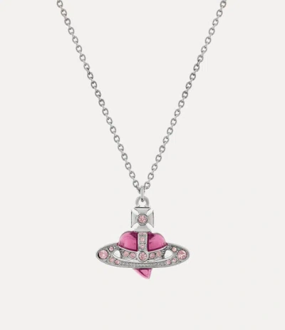 Vivienne Westwood New Diamante Heart Pendant Necklace Platinum-vintage-rose-crystal-light-rose-enamel Platinum-vintage