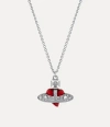 Vivienne Westwood New Diamante Heart Pendant Necklace Silver Zirconia Women In Silver
