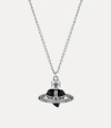 Vivienne Westwood New Diamante Heart Pendant Necklace Silverblackdiamond-crystal-black Brass Women