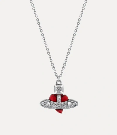 Vivienne Westwood New Diamante Heart Pendant Necklace Silvercrystal-indian-pinkenamel Brass Women In Metallic