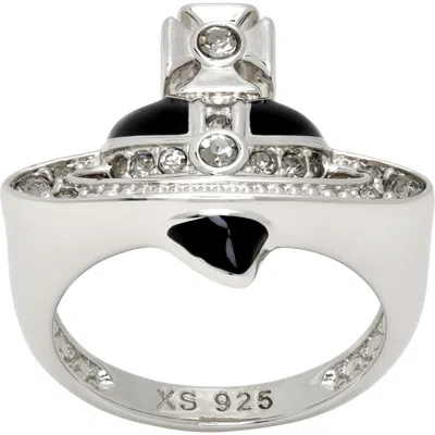 Vivienne Westwood New Diamante Heart Ring In Silver