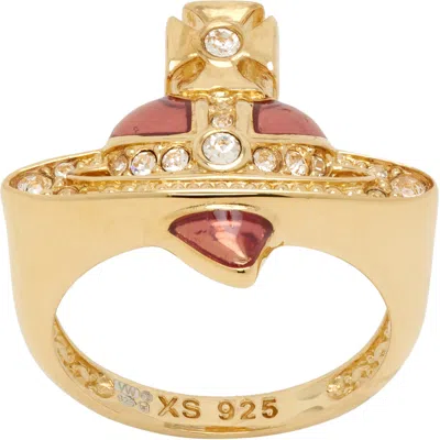 Vivienne Westwood New Diamante Heart Ring In Gold