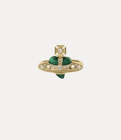 Vivienne Westwood New Diamante Heart Ring Gold-light-gold-quartz-crystal-indicolite-enamel Gold-light-gold-quartz-crys