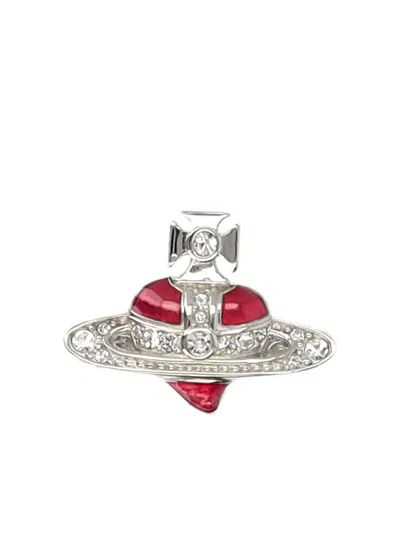 Vivienne Westwood New Diamante Heart Ring In Silver