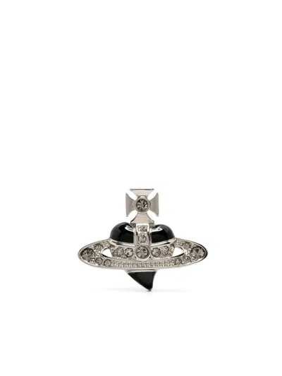 Vivienne Westwood New Diamante Heart Single Earring In Silver