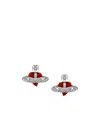Vivienne Westwood New Diamante Heart Stud Earrings In Gray