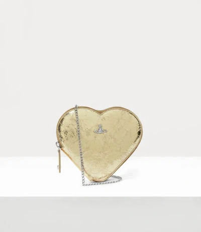 Vivienne Westwood New Heart Crossbody Bag Metallic Crinkle Gold