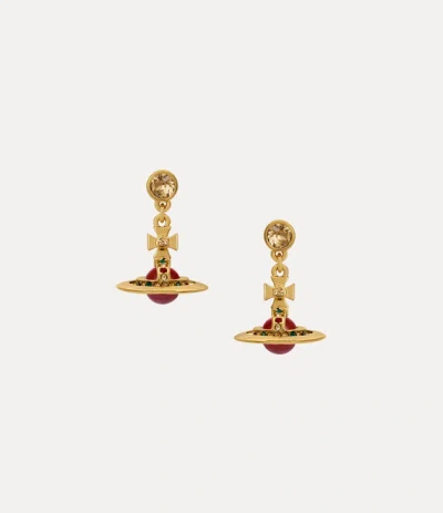Vivienne Westwood New Petite Orb Earrings Gold Cubic Zirconia Women