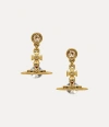 Vivienne Westwood New Petite Orb Earrings Gold Swarovski Crystals Women In Gold