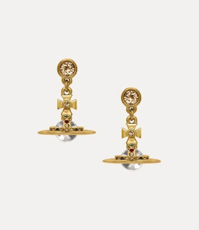 Vivienne Westwood New Petite Orb Earrings Gold Swarovski Crystals Women