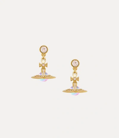Vivienne Westwood New Petite Orb Earrings Goldlight Goldquartz-crystal-pinkab-cz Brass Women
