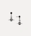 Vivienne Westwood New Petite Orb Earrings Platinum-black-cz-jet-crystal Platinum-black-cz-jet-crystal Women In Metallic