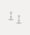 Vivienne Westwood New Petite Orb Earrings Platinum-white-crystal-pink-ab-cz Platinum-white-crystal-pink-ab-cz Women In Platinum-white-crystal-pink-ab-cz