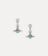 Vivienne Westwood New Petite Orb Earrings Silver / Mint Green Cubic Zirconia / Enamel Women In Silver / Mint Green