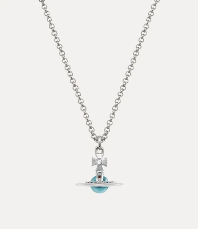Vivienne Westwood New Petite Orb Pendant Necklace Platinum-blue-zircon-perspex Platinum-blue-zircon-perspex Women In Silver