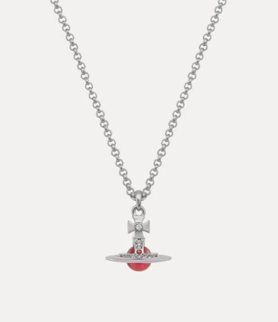 Vivienne Westwood New Petite Orb Pendant Necklace Platinum Cubic Zirconia Women In Gray