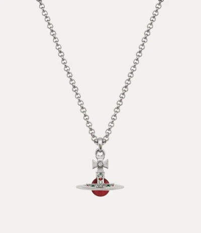 Vivienne Westwood New Petite Orb Pendant Necklace Silverlight-siam Brass Women In Metallic