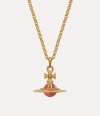 Vivienne Westwood New Tiny Orb Pendant Necklace Goldindian-pinkcz-emerald-siam-montana-light Brass Women In Gold