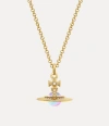 VIVIENNE WESTWOOD NEW TINY ORB PENDANT NECKLACE GOLD-LIGHT-GOLD-QUARTZ-CRYSTAL-PINK-AB-CZ GOLD-LIGHT-GOLD-QUARTZ-CRYST