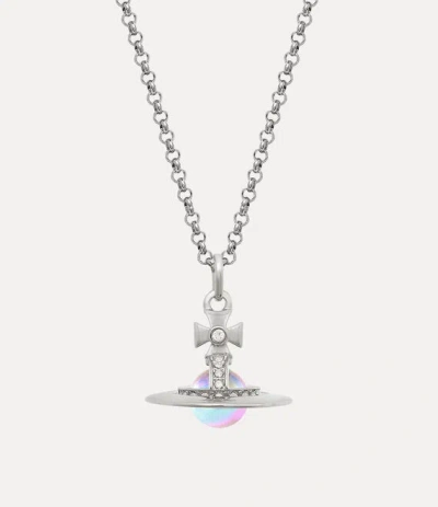 Vivienne Westwood New Tiny Orb Pendant Necklace Platinum-white-crystal-pink-ab-cz Platinum-white-crystal-pink-ab-cz Wo In Metallic