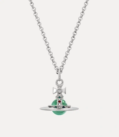 Vivienne Westwood New Tiny Orb Pendant Necklace Silvermint-green- Brass Women
