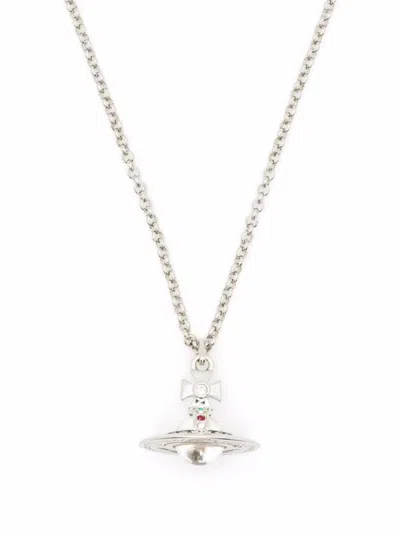Vivienne Westwood New Tony Orb Pendant Necklace Woman Platinum In Metallic