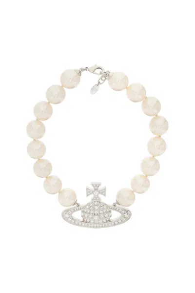 Vivienne Westwood Neysa Orb Faux Pearl Necklace In Argento