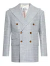 Vivienne Westwood Checked Design Grey Jacket With Peaked Lapels In Blue