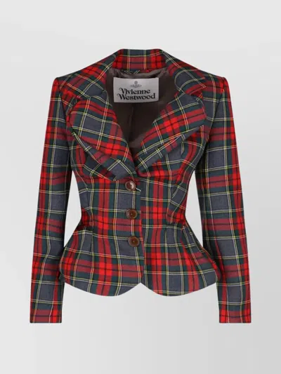 Vivienne Westwood Notched Lapel Tailored Plaid Blazer In Red
